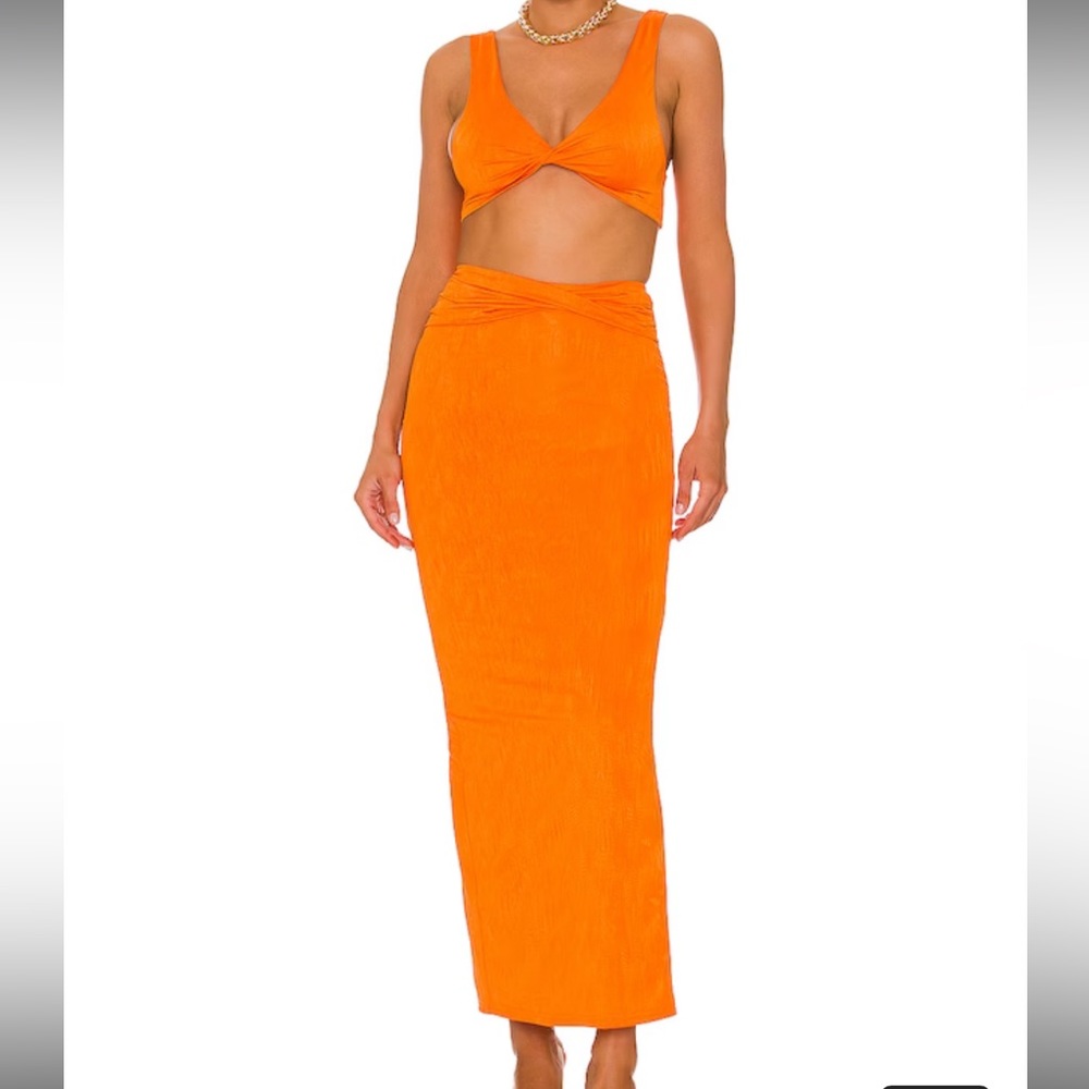 Joana Maxi Skirt Set in Tangerine
